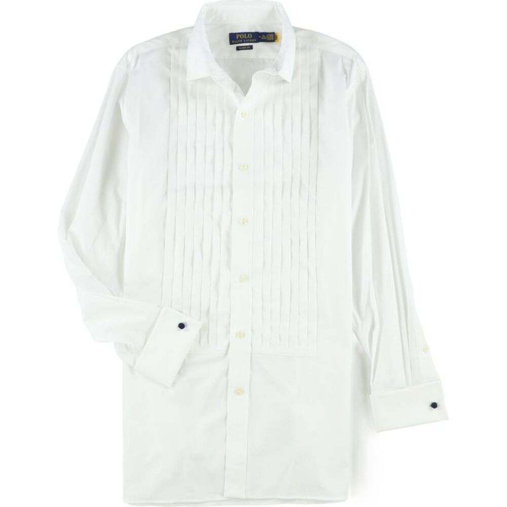 Ralph Lauren Mens Pleated French Cuff Button Down Dress Shirt, NWT